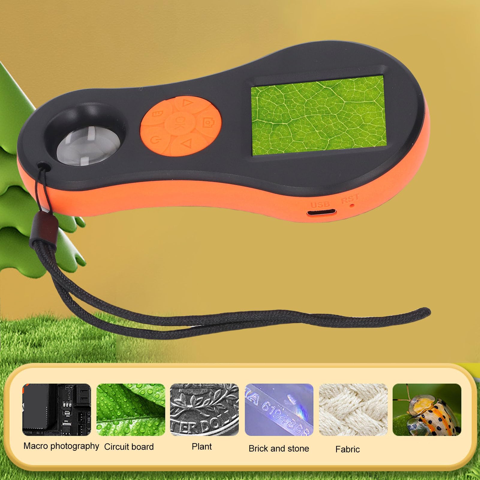 Digital Microscope, Handheld 2.0 inch IPS Color Screen Portable Digital Magnifying Glass 500x, Marco Microscope for Kids 2MP with Light for Reading Students Experiment