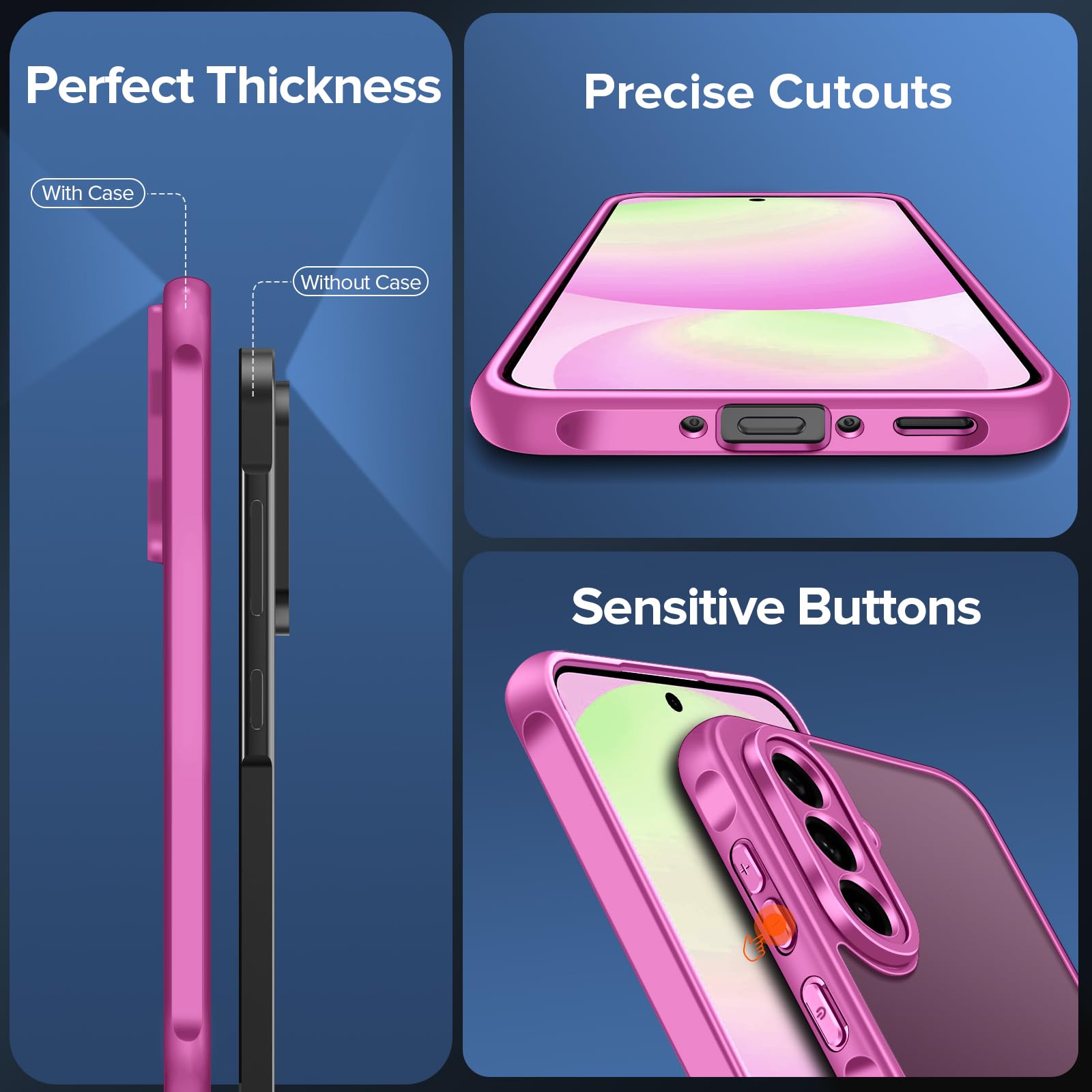 iVoler Cover Opaca per Samsung Galaxy A56 5G con 2 Pezzi Vetro Temperato, [Antiurto di Grado Militare] [Protezione Della Fotocamera] Custodia Traslucida Posteriore Sottile Anti-Impronte Case, Rosa