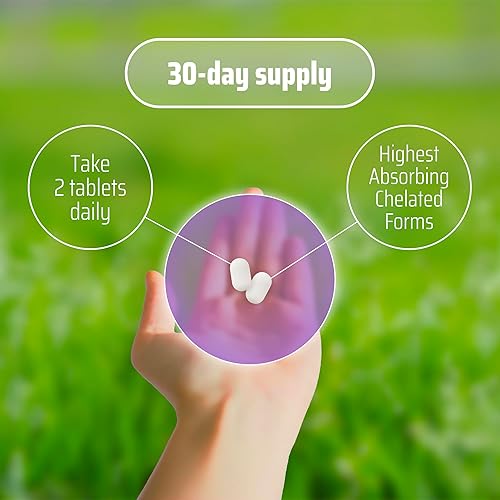 Miniatura 6 de YDY Magnesio quelatado con K2 - Magnesio 200 mg, vitamina D3 25mcg, K2 100mcg - Alta absorción, apoya músculo, hueso, nervio, sueño - 60 tabletas