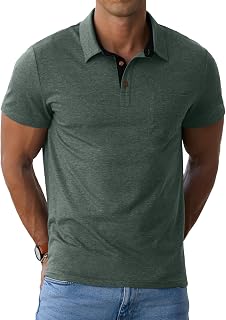 Sailwind Men's Short Sleeve Cotton Polo Shirt - Breathable Casual Golf Shirt with Pocket & Classic Collar