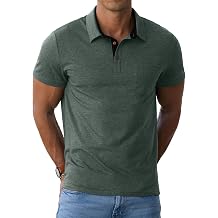 Men's Cotton Polo Shirts Short Sleeve Casual Summer Shirts Classic Collared Golf Shirt with Pocket