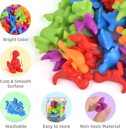 Miniatura 3 de Juguetes de dinosaurios mejorados para contar y clasificar, juego de dinosaurios a juego de clasificación de colores con tazas y dados apilables,
