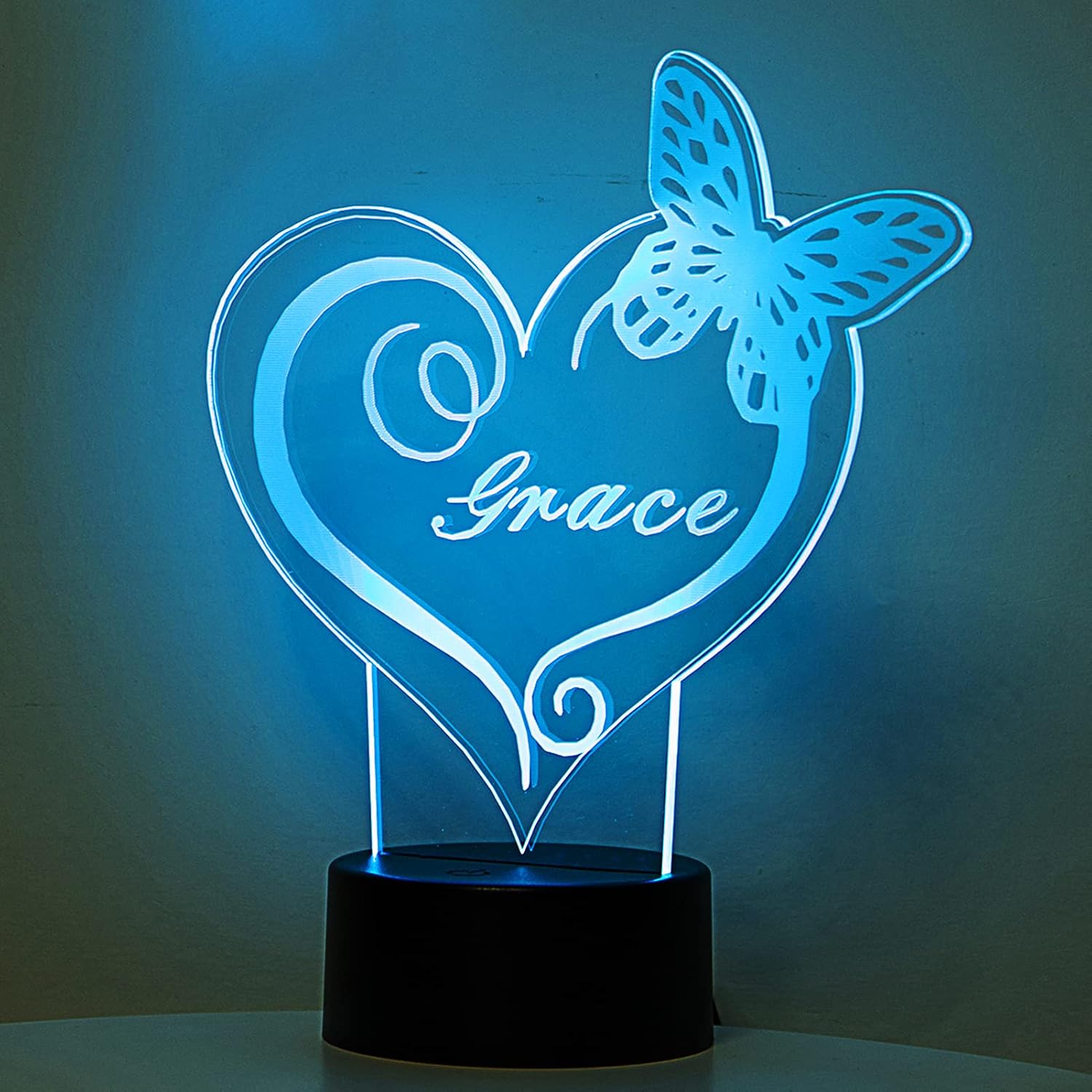 Personalized Night Light Custom Name 3D Butterfly Lamp Decor with USB Charger for Girls Bedroom Table Home Decor Colorful Butterfly Night Light for Birthday Christmas (D)