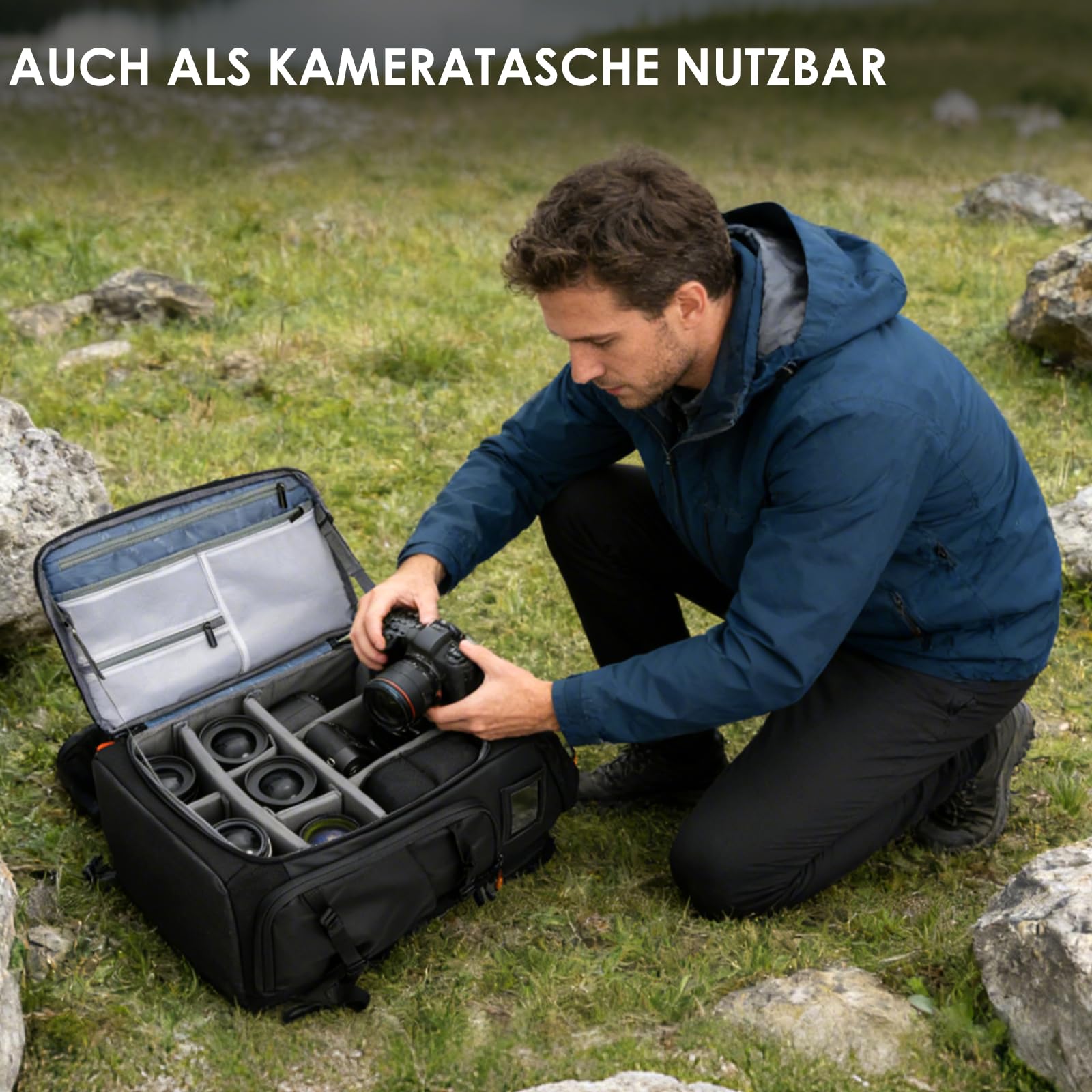 TARION Flightpro FPV Drohnen Rucksack Kamerarucksack Rucksacktasche | Professionelle Rucksack für FPV Racing Quadcopter Brille DJI-Fernbedienung Zubehör Schwarz
