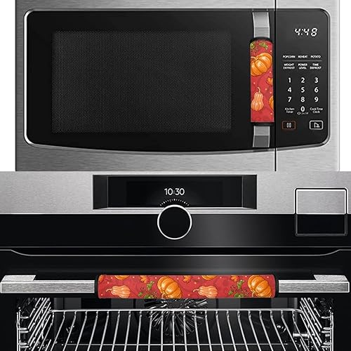 Miniatura 138 de Juego de 4 fundas protectoras de repuesto para manija de puerta de refrigerador con temática de té de la tarde para microondas, horno, refrigerador