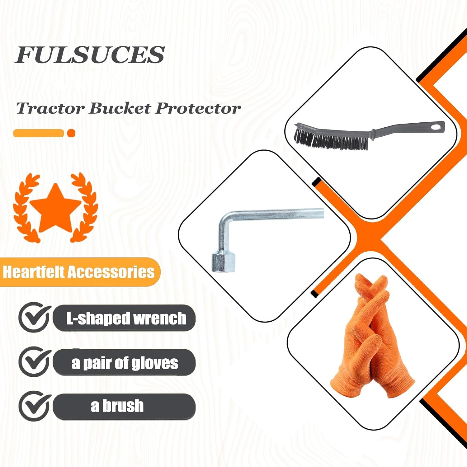 2PCS Tractor Bucket Attachments, Ski Edge Protector with 1PCS Cleaning Brush, A Pair of Gloves, for Tractor Accessories Snow Leaves Removal, Spreading Gravel (Color : B)