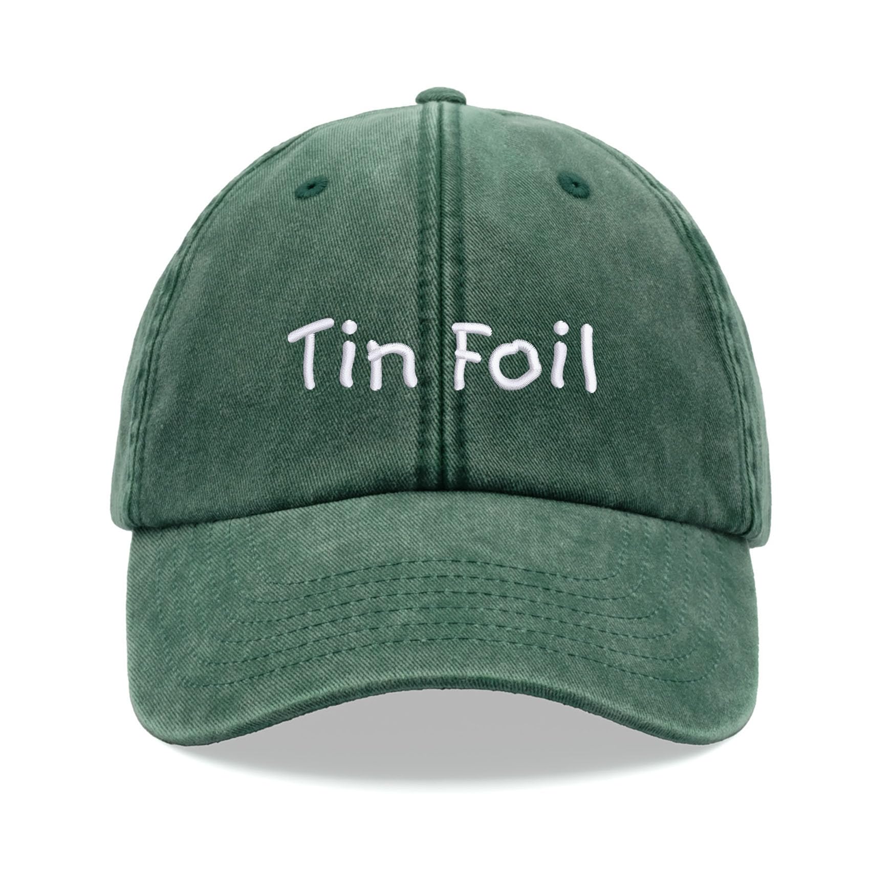Tin Foil Baseball Cap Vintage Washed Unisex Dad Hat Low Profile Adjustable Bottle Green