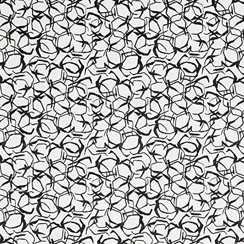 22" Queen Gathered Bedskirt Honeycomb Ink Geometric Black & Gray Cotton Linen #TOP2