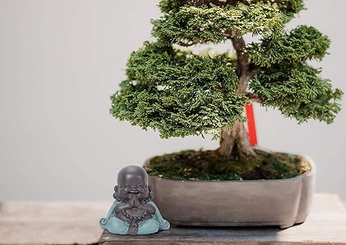 Miniatura 6 de WGFKVAS Estatua de Buda, estatua de Buda de cerámica sonriente, figura de pequeño monje, linda figura de bebé para decoración de hogar, oficina