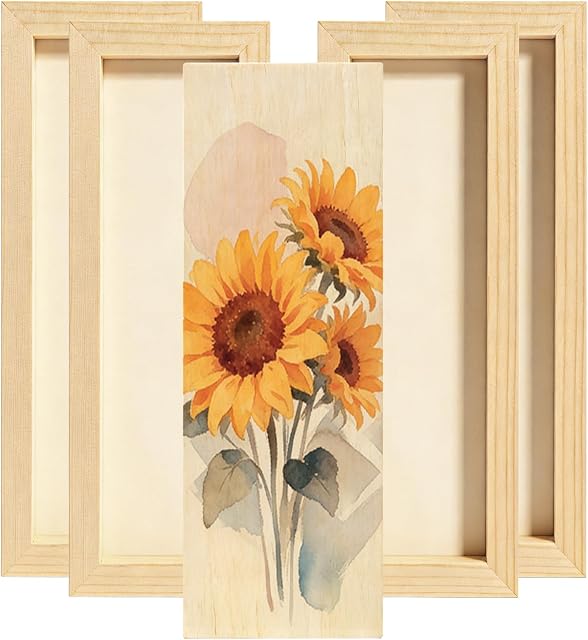 FSWCCK paquet de 5 4 x 12 panneaux en bois de pouce, panneaux en toile de bois non finis pour l'artisanat, toile de peinture, DIY Projets d'art, Versement, Utilisation des arts avec les huiles, Acryliques