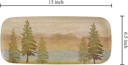 Miniatura 6 de UP ware - Bandeja de melamina de coral rojo, bandeja rectangular de 15 x 6.5 pulgadas, bandeja de alimentos sin BPA para entretenimiento en fiestas