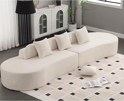 Sofá curvo de 130.5 pulgadas para sala de estar, moderno sofá modular minimalista en nube, sofá de gran tamaño comprimido sin hueso de 3 plazas con