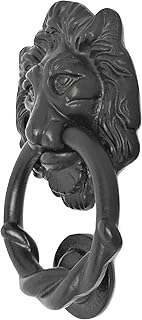 Canadian Fence & Hardware 6.3 Inch Lion Head Front Door Knocker for Decoration, Barn Shed Doors, Interior Doors| Perfect Black Antique Door Knocker Lion Handles for Housewarming Gift