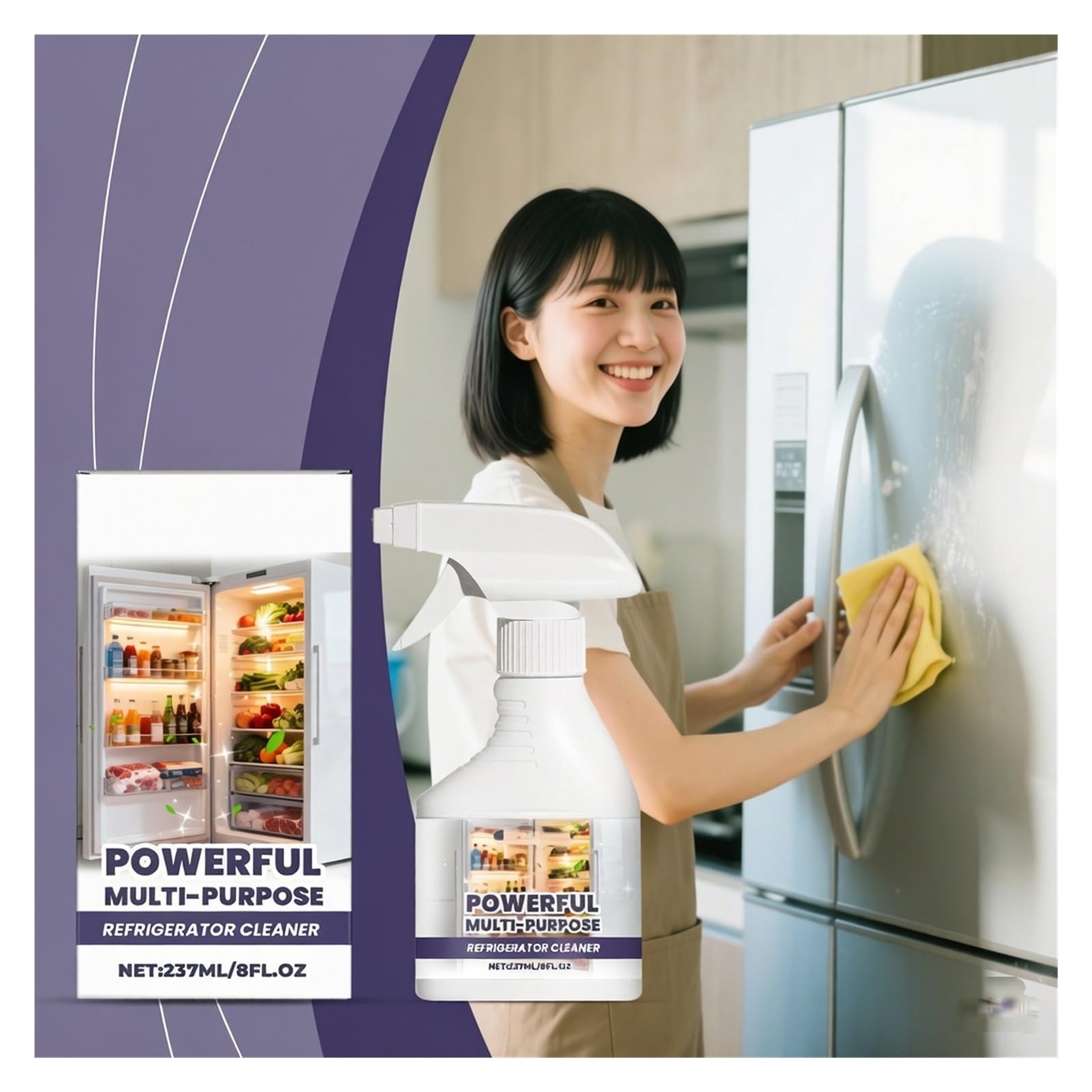 Spray Limpiador for refrigeradores de 237 ml | Elimina las manchas y refresca, dejando cada estante con un olor fresco(2pcs)