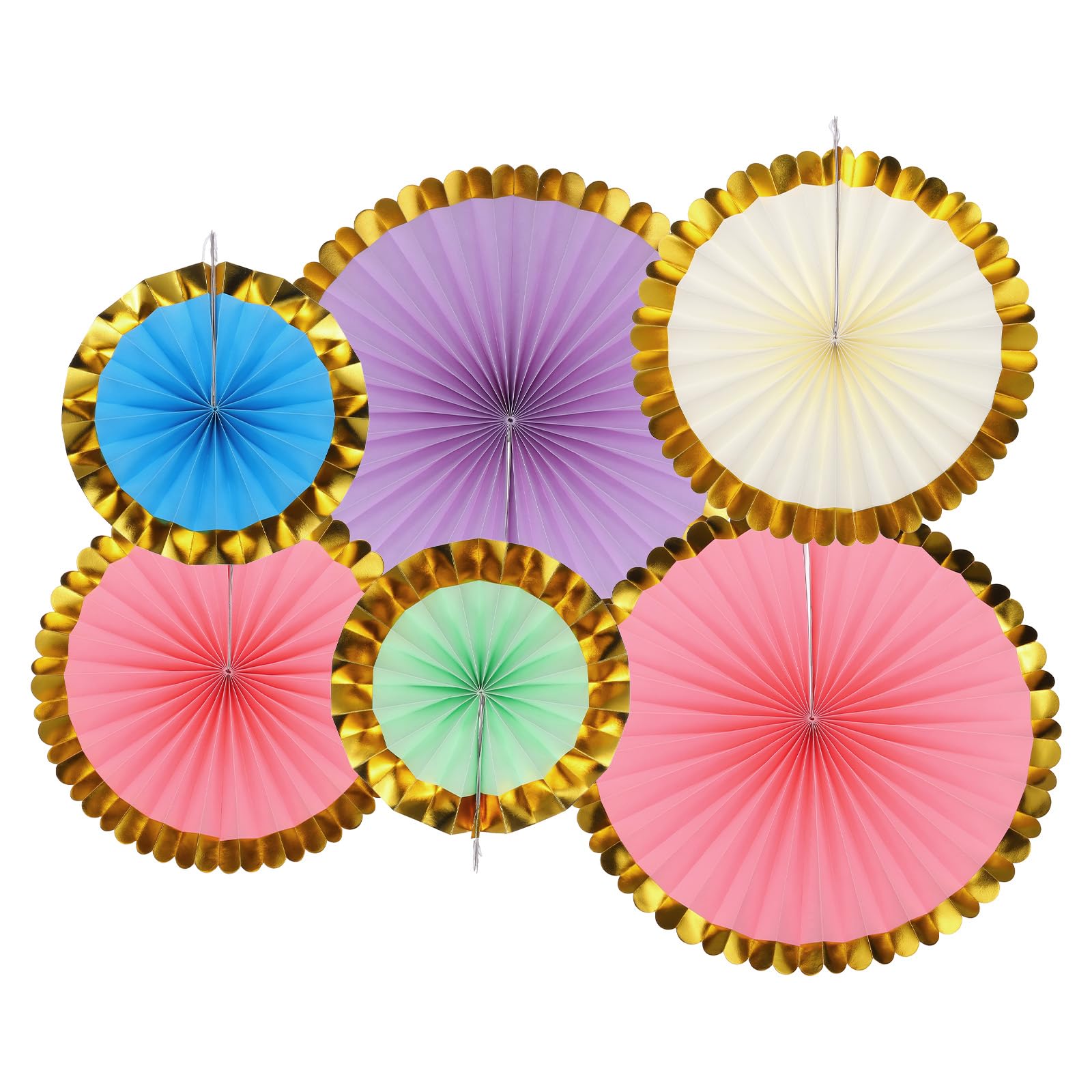 MECCANIXITY Hanging Paper Fans Party Set 6Pcs Round Pattern Hanging Paper Fans Decoration for Home,Shop Wall Birthday Wedding Graduation Events(Multicolor)