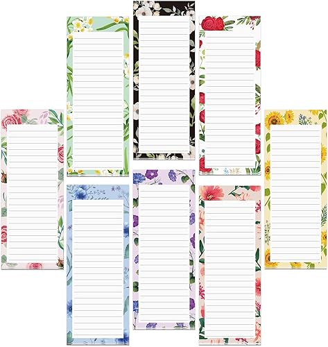 Libretas magnéticas para refrigerador de 9 x 3.5 pulgadas (paquete de 8) bloc de notas magnético grande para refrigerador, lista de compras pequeña,
