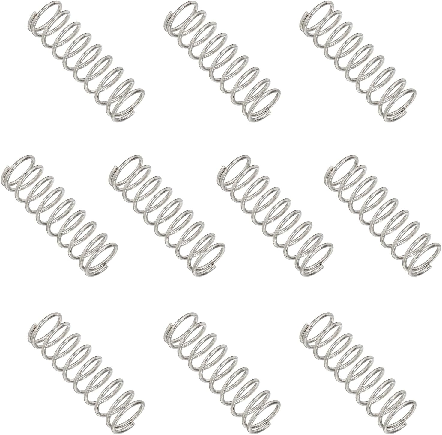 MECCANIXITY Compression Spring 8 mm OD 0.8 mm Wire 25 mm Free Length 304 Stainless Steel Small Extension Spring for DIY Projects Home Shop Repairs (Silver Tone, Pack of 10)