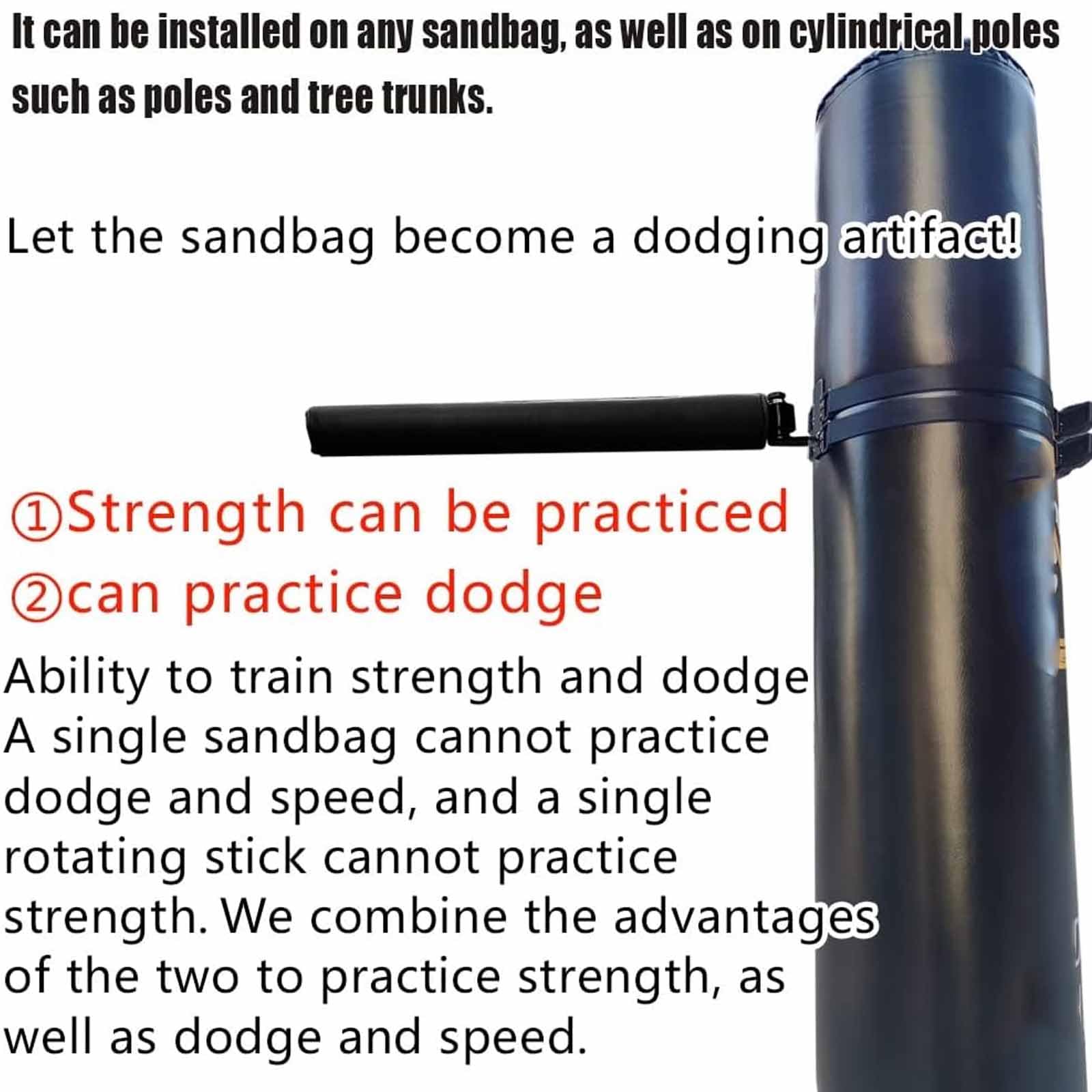 Boks spinningowy z regulowaną wysokością, w zestawie smoczek Wing Chun, długość 51 cm, średnica 6,5 cm, odporny na zużycie, idealny do treningu na drzewach i miękkich przedmiotach