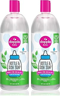 Dapple Baby Bottle and Dish Liquid Refill 30 Fl Oz (Pack of 2) Fragrance Free 60.0 Ounce