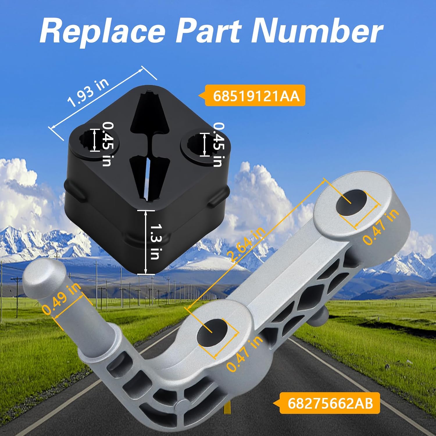 FUSCH Upgraded Rear Left Exhaust Bracket Muffler Support Assembly with Hanger Rubber Compatible with Ram 1500 5.7L 6.2L 2019-2024，Driver Side，Replace #: 68275662AB 68519121AA
