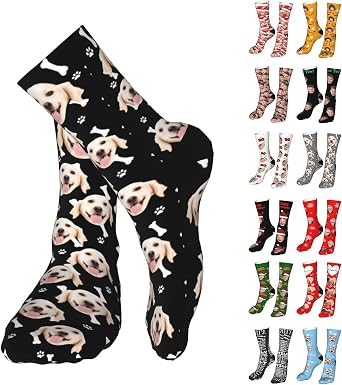 Custom Face Socks Personalized with Photo Text Customized Your Picture on Socks for Men Women
