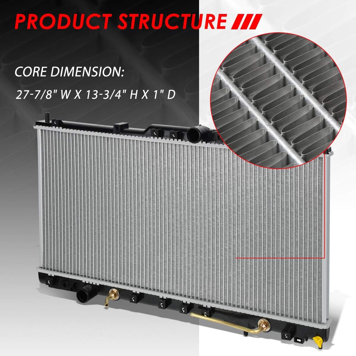 Auto Dynasty Radiator Compatible with 00-05 Dodge Stratus Chrysler Sebring Mitsubishi Eclipse V6 AT, DPI 2410 Factory Style 1-Row Cooling Radiator, Aluminum Core