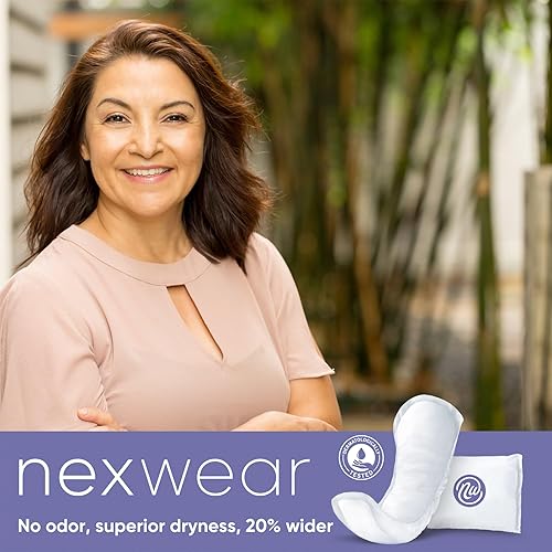 Miniatura 5 de Nexwear Almohadillas de incontinencia para mujer, diseño seguro para la piel, almohadillas de control de vejiga de absorción definitiva para fugas,