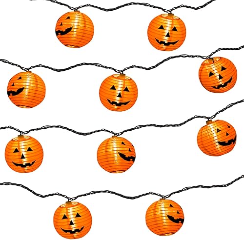 Miniatura 7 de Halloween Decorations Lights Halloween Pumpkin Lantern String Lights, 10 Pack Jack O Lanterns Pumpkin String Lights Plug in, 8.5FT Mini Pumpkin