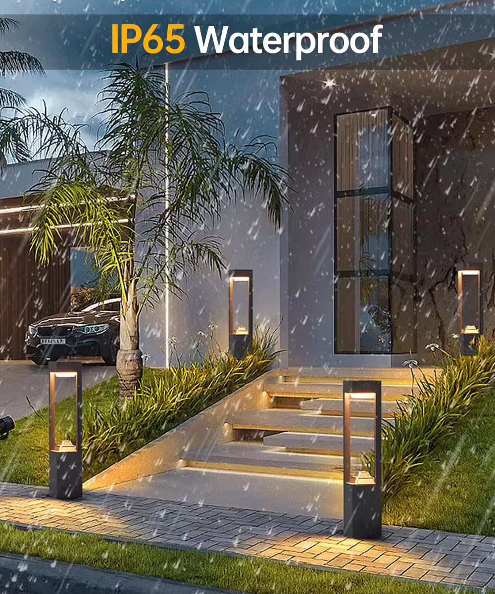 TRIVIDHA Solar-Wegleuchte für den Außenbereich, 10 W, LED, Solar-Landschaft, Weglicht, modernes Aluminium-Gartenlicht mit IP65 wasserdicht, externe Solar-Pollerleuchten für Vorder- und Hintertür,