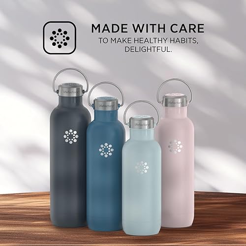 Miniatura 3 de Lifefactory Botella deportiva de acero inoxidable aislada al vacío con tapa de pajita, 32 onzas, mezclilla oscura