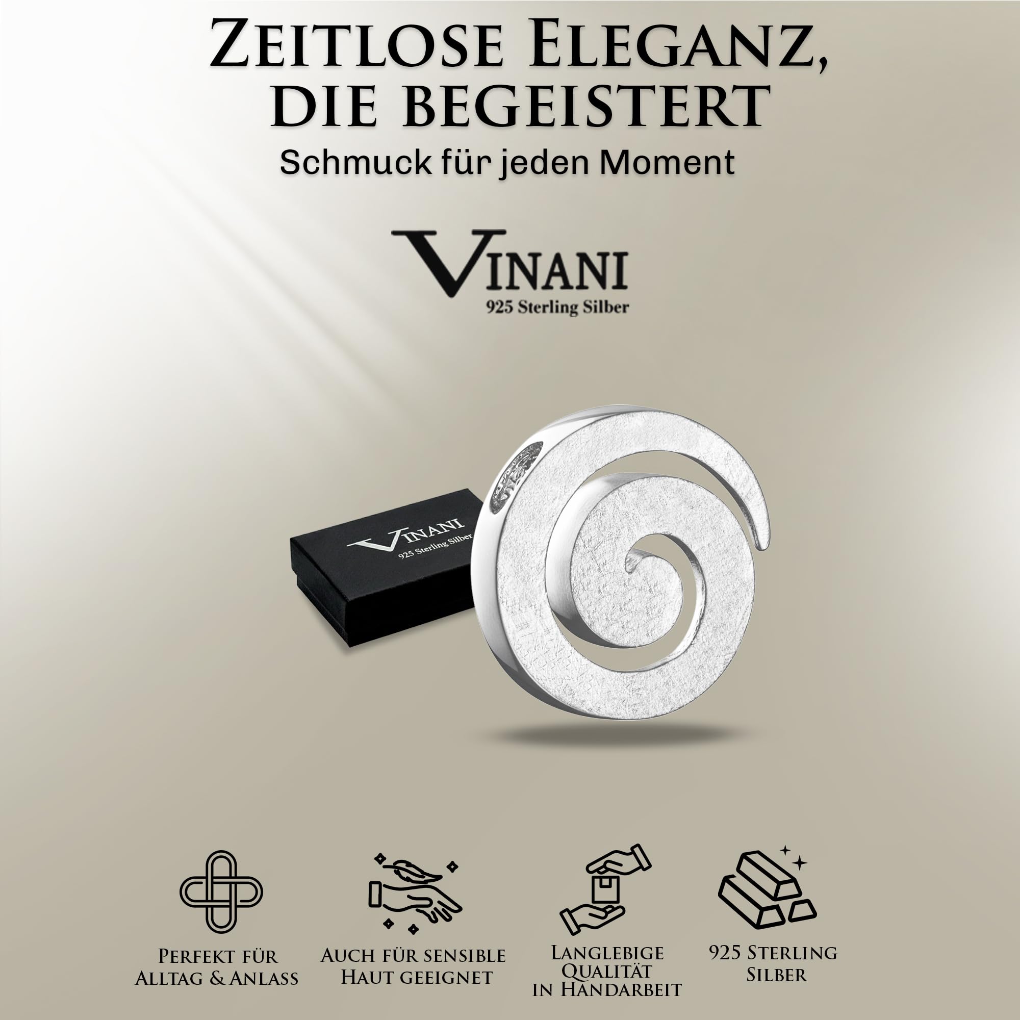 Vinani Anhänger Spirale gebürstet 925 Sterling Silber Damen Ketten ASR-EZ