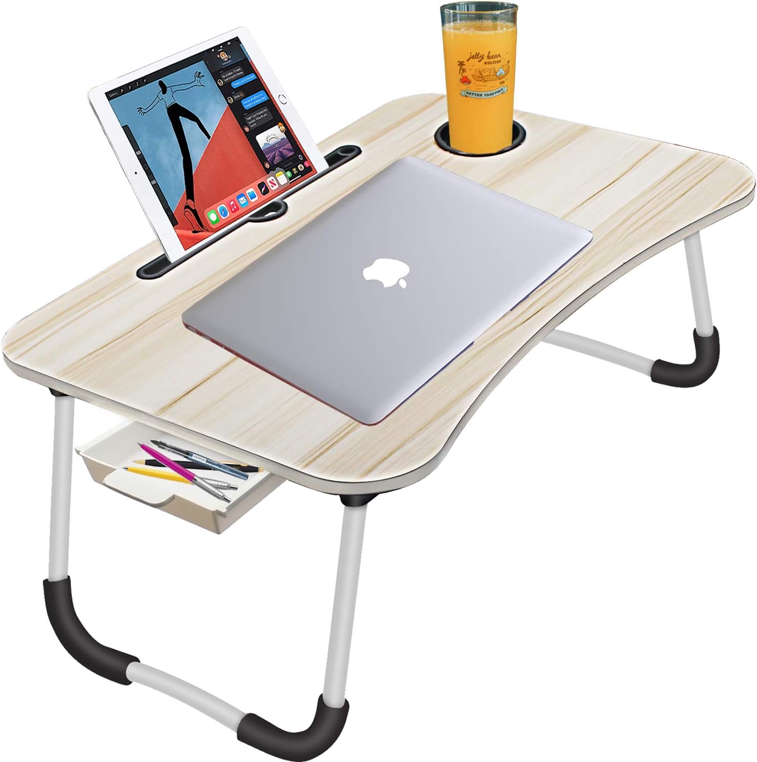 LXYZFZC Large Foldable Bed Tray Lap Desk,Portable Lap Desk with Tablet & Phone Slots Perfect for Watching Movie on Bed Or As Personal Dinning Table : Office Products