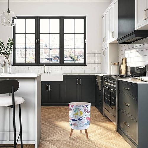 Miniatura 6 de LOPYEIJFG Lindas sirenas infantiles sin costuras, textura creativa para niños, papelera de tela, con tapa, cocina, baño, dormitorio, cubierta de