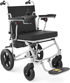 Lightweight Electric Wheelchairs for Adults,Motorized Wheelchair Power Portable Wheelchair,500W Motor Airline Approved Silver
