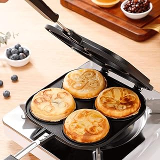 LJF Double Sided Frying Pan, Non-Stick Omelette Egg Breakfast Maker, Aluminum Alloy Burger Scones Wheel Cake Mold Tortilla Pan Griddle Pan