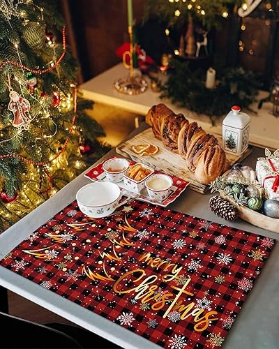 Vista 329 de Juego de 6 manteles individuales rojos para el día de San Valentín, diseño de corazón de San Valentín, resistentes al calor, lavables, manteles