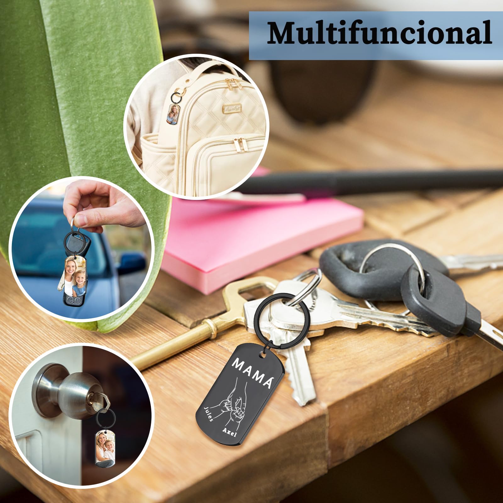 JONZIN Llavero con Foto Personalizado de Doble Cara, Llavero Grabado con Texto e Imagen, Regalo Personalizado para Mamá o Mujer en el Día de la Madre — view 5