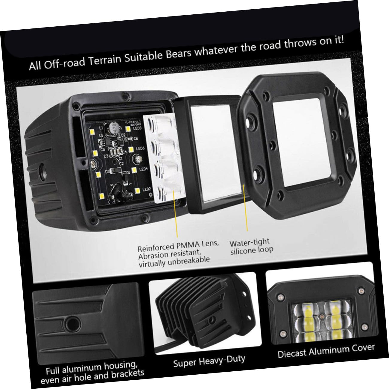 Hemobllo 2 pezzi Luci LED Impermeabili per Suv e Camion per Illuminazione Notturna e Lavoro Off Road per Veicoli e Attività All Aperto