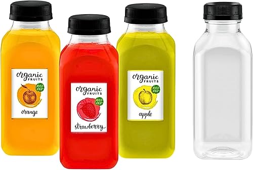 Green Direct Botellas de plástico de 12 onzas con tapas, botellas de agua transparentes, botellas reutilizables sin BPA con tapas, botellas vacías