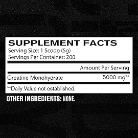 Jacked Factory Creatine Monohydrate Powder 1000g - 5g Daily Creatine Supplement for Men and Women, Vegan-Friendly, Third-Party Tested - 200 Servings, Unflavored