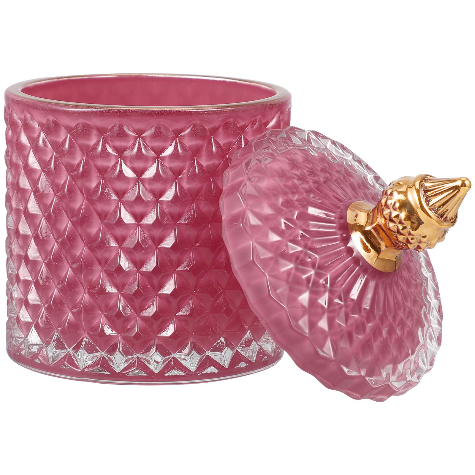 Kichvoe Barattolo Portaoggetti Rosa in Vetro 1 Pezzo Design Ecocompatibile Contenitore Multifunzionale per Scrivania e Organizzazione Gioielli
