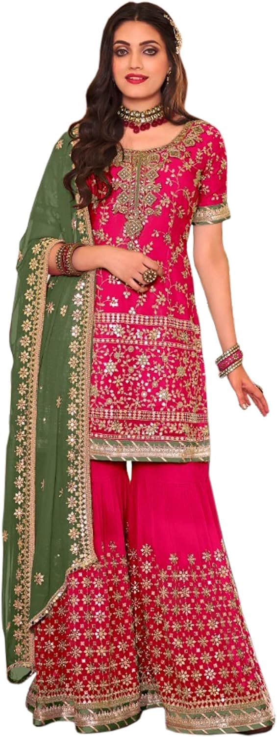 Pakistani Designer Shalwar Kameez Suits Indian Women's Wear Heavy Sharara Palazzo Dress