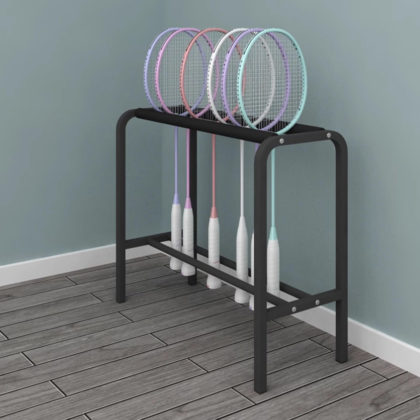 Présentoir raquette badminton tennis sur pied rangement sport 20 places