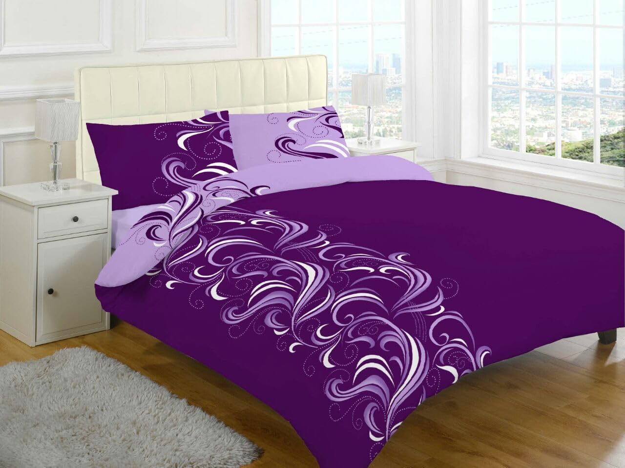 GC GAVENO CAVAILIA Gaveno Cavailia Luxurious Bed Set with Duvet Cover and Pillow Cases, Polyester-Cotton, Double, Grandeur Berry