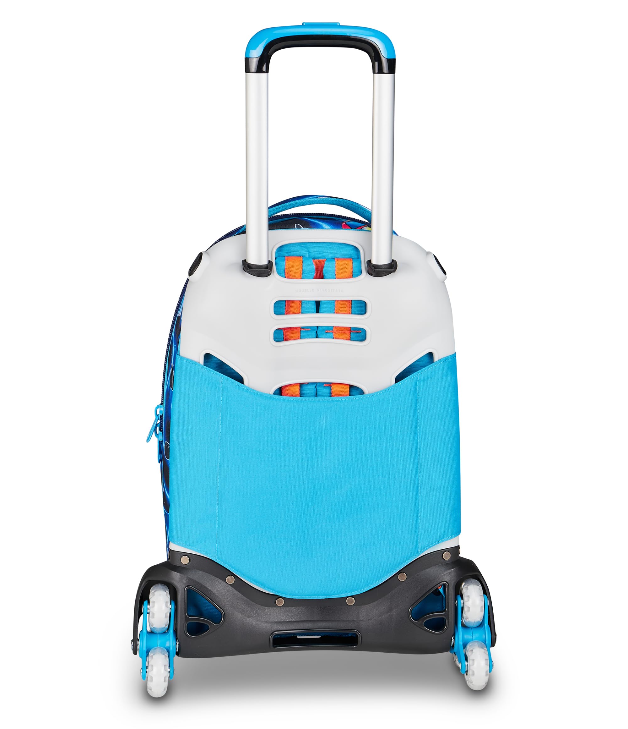 SJ GANG STYLE JAM GANG Trolley Scuola Jack 8 ruote SPACE LED BOY, Blu, 34 L, Scomponibile, Uso Zaino, Cross-over System, Spallacci a scomparsa, Tasca portaborraccia, Elementari e medie, Bambino
