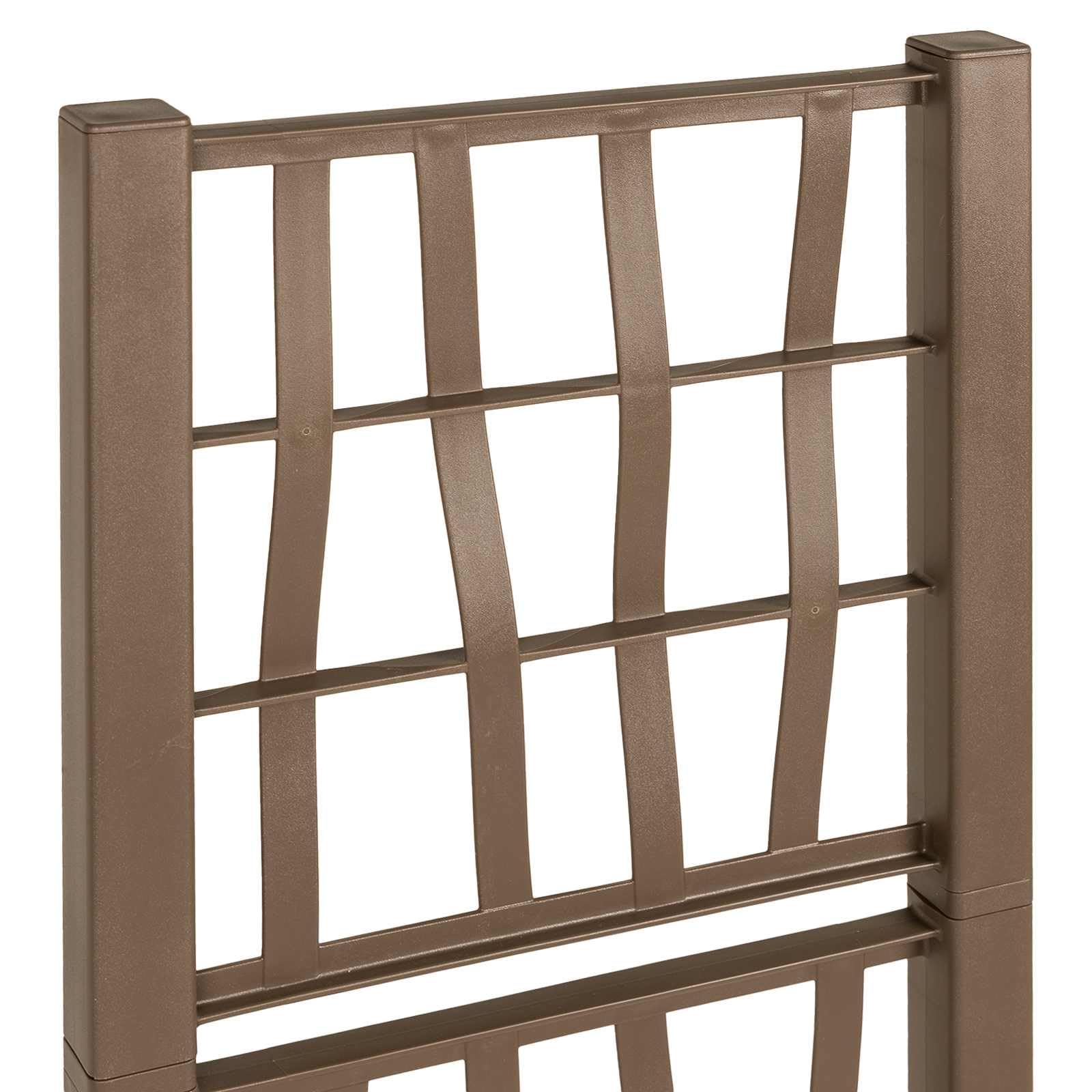Maceta de jardín con enrejado marrón, 36 x 36 x 140 cm, maceta de plástico con ayuda para plantas trepadoras, jardinera de 38 L con enrejado para terraza, balcón y jardín