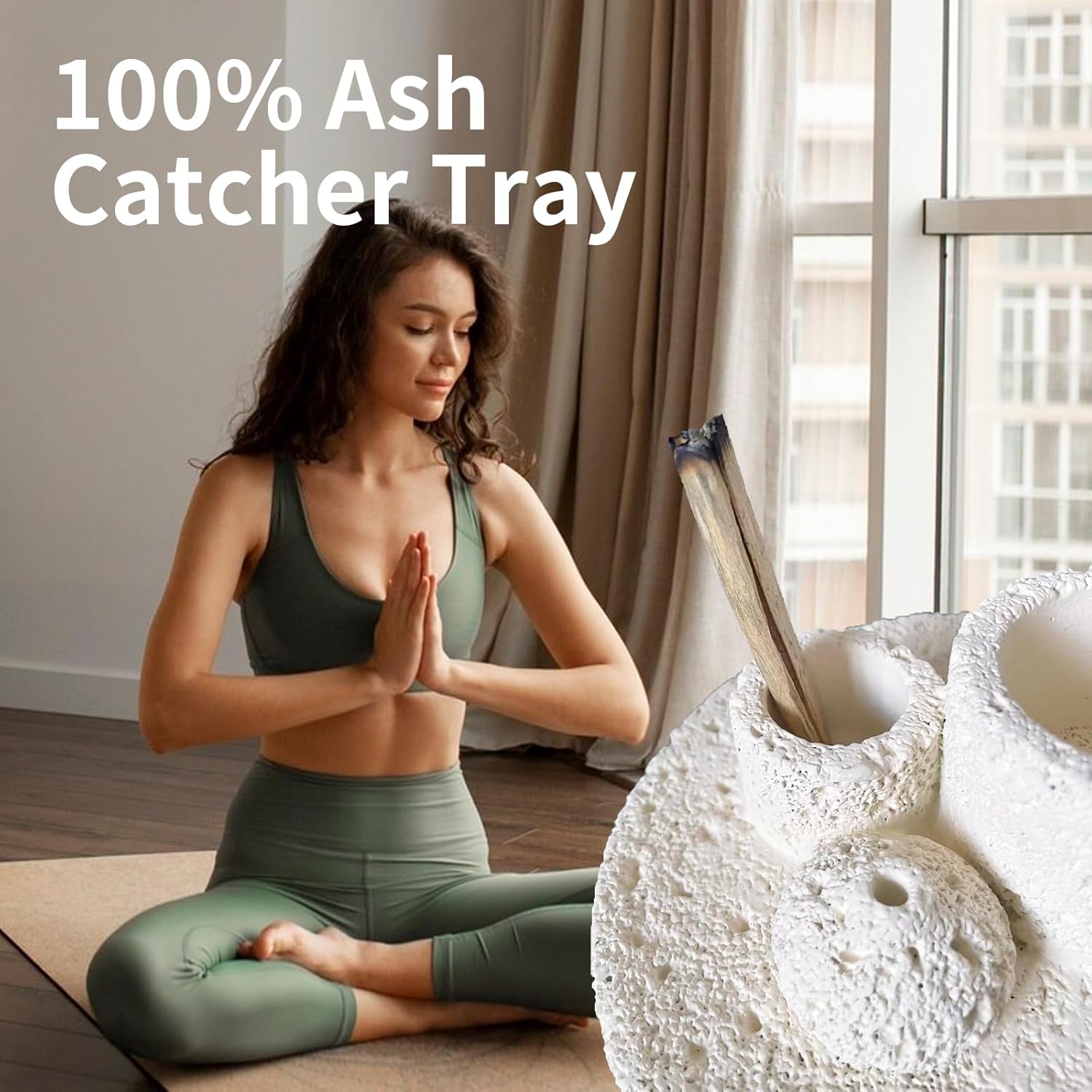 4 in 1 Cement Holder for Incense Sticks/Palo Santo/Sage Sticks/Candle