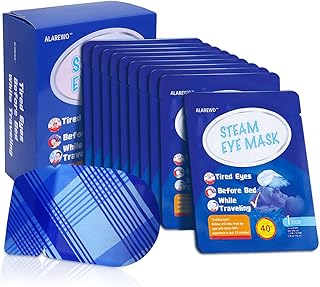 ALAREWO 22 Packs Steam Eye Mask Self Heating Moist Eye Compress Disposable SPA Warm Eye Mask for Dry Eyes, Eye Fatigue, Stress Relief, Soothing Headache Travel Trouble Sleeping (Unscented)