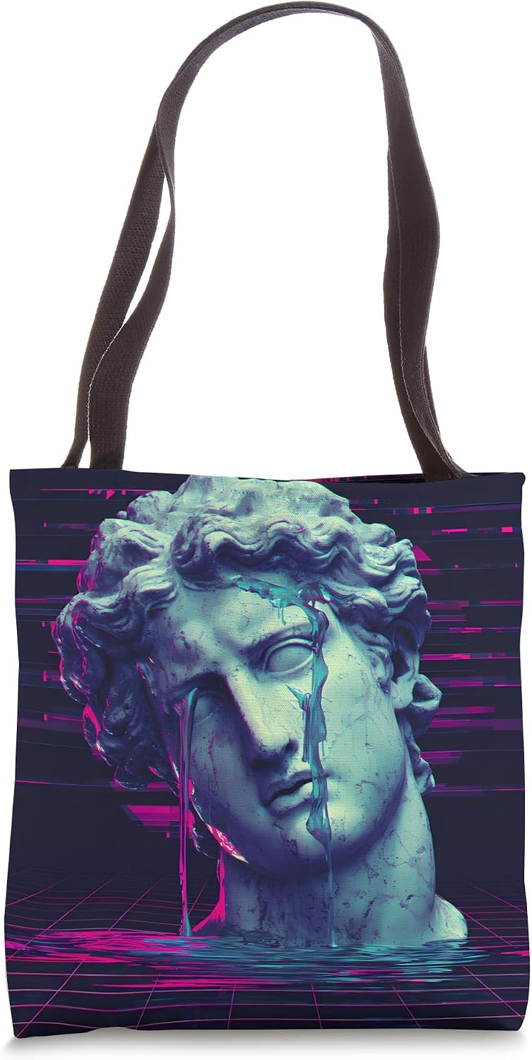 Vaporwave Dripping Statue Head Aesthetic Art Tote Bag