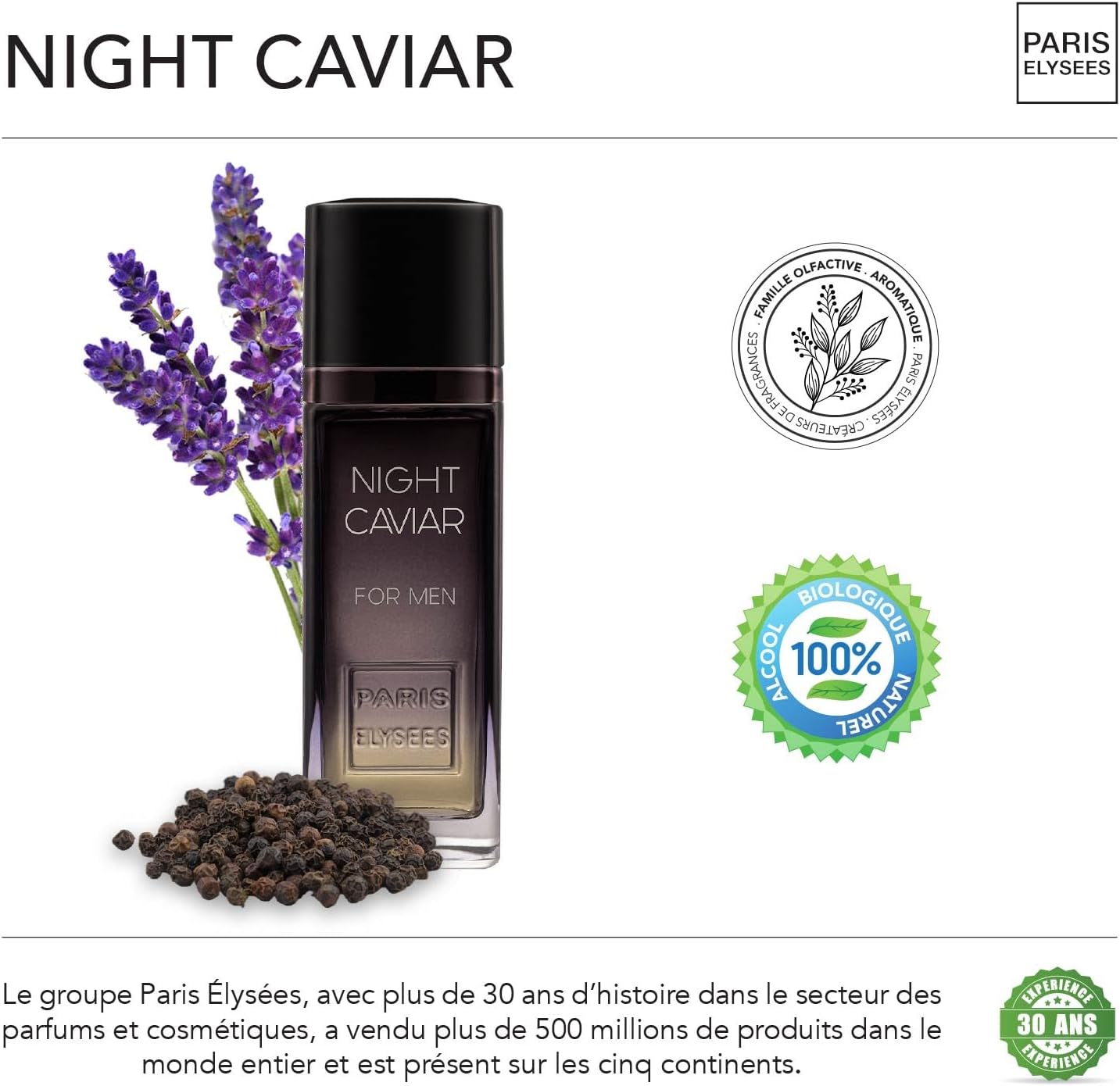 Perfume Importado Paris Elysees Eau De Toilette Masculino Night Caviar 100ml